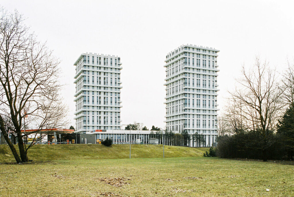 Modern architecture residential towers in Tallinn Estonia white